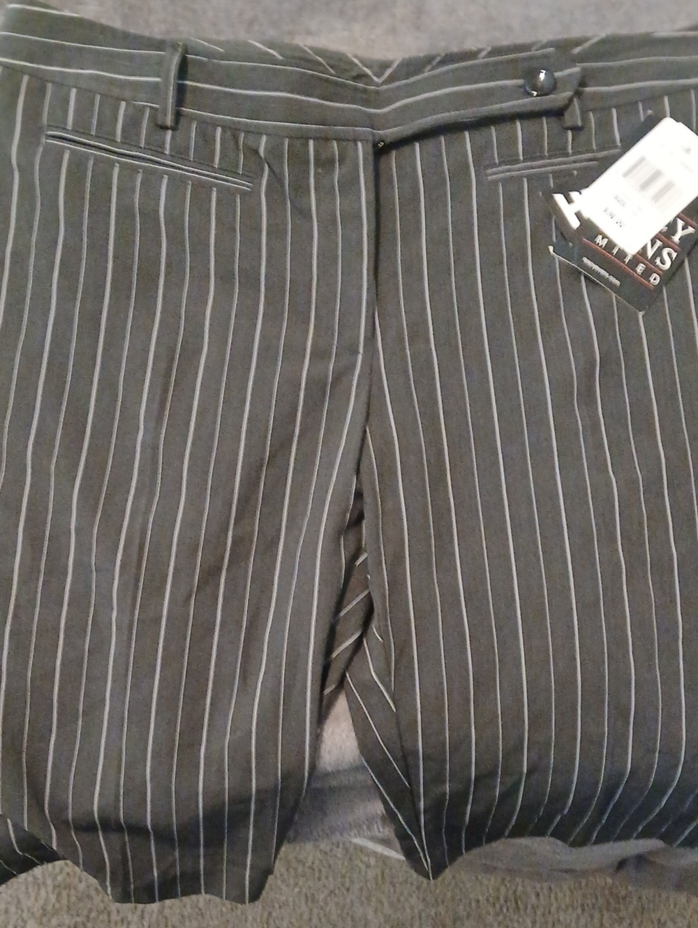 Women's Pinstripe Dress Pants - Black with White Stripes